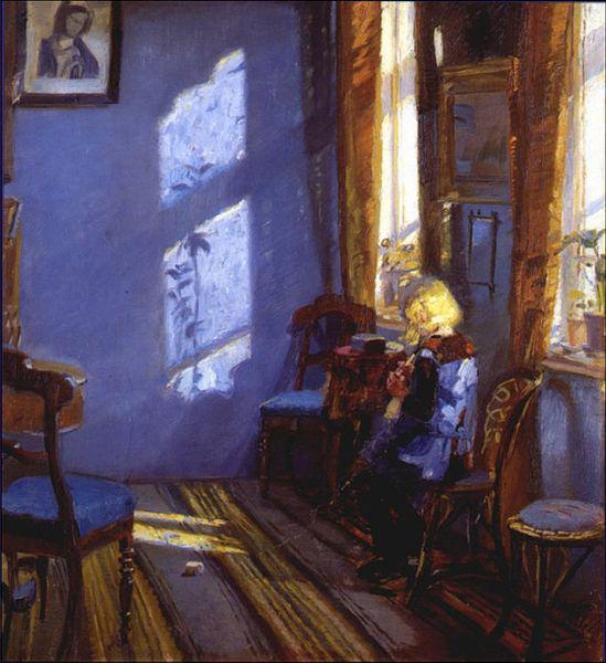Anna Ancher Sunlight in the blue room oil painting image